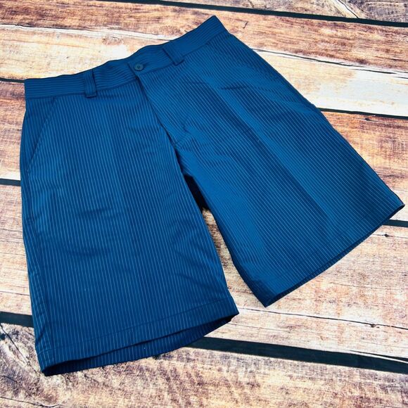 Under Armour Other - Under Armour Flat Front Chino Short Men's Size 34 Navy Blue Pinstriped Stretch